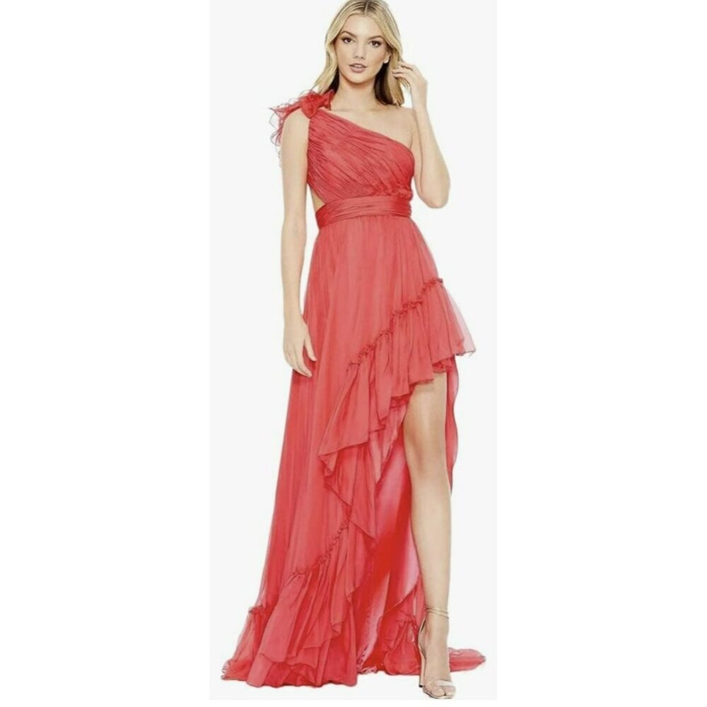 Mac Duggal One Shoulder Strappy Back Cut Out Formal Gown Maxi Dress 4